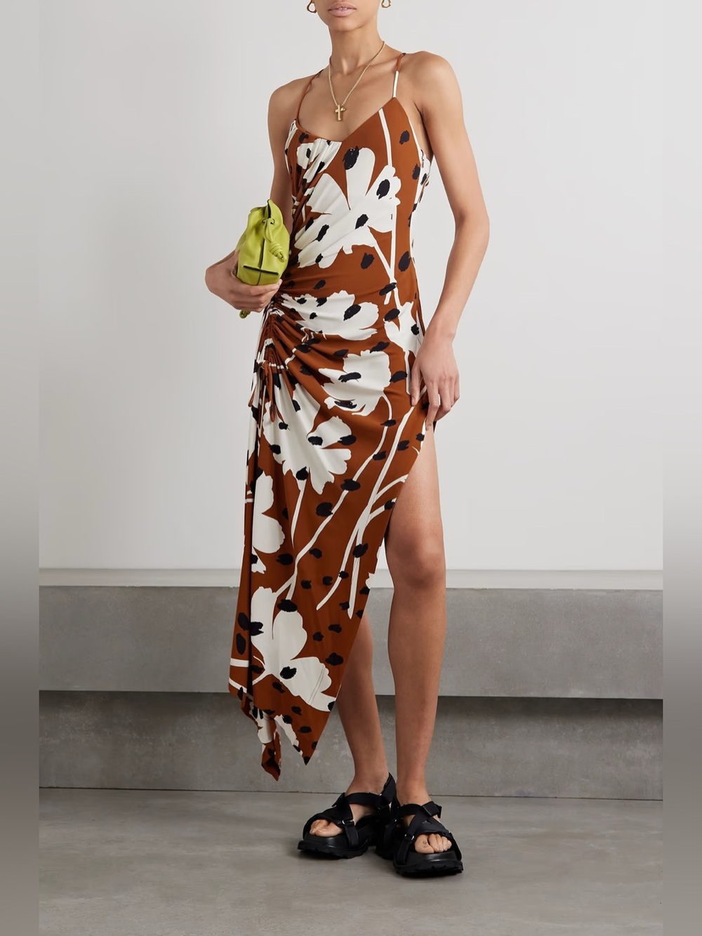 MONSE Ruched Asymmetric Floral Midi Dress |
Size 8